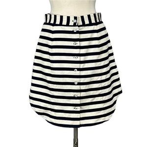 Bell by Alicia Bell Womens Blue White Stripe A Line Skirt Button Cotton size 8